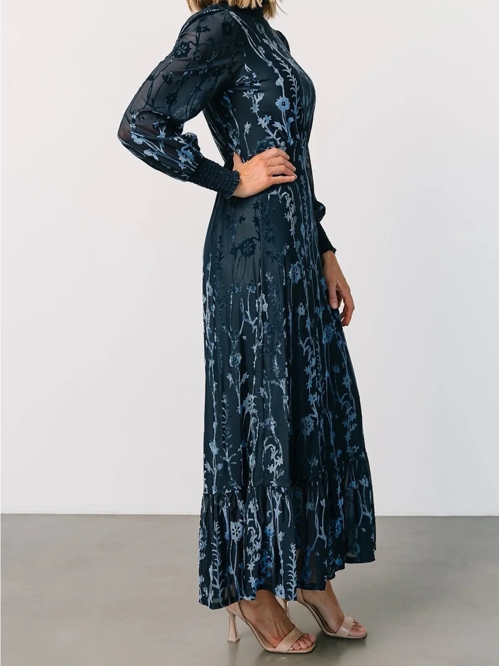 Baltic Born green Floral Puff-Sleeve Maxi Dress, NWT - Picture 4 of 15